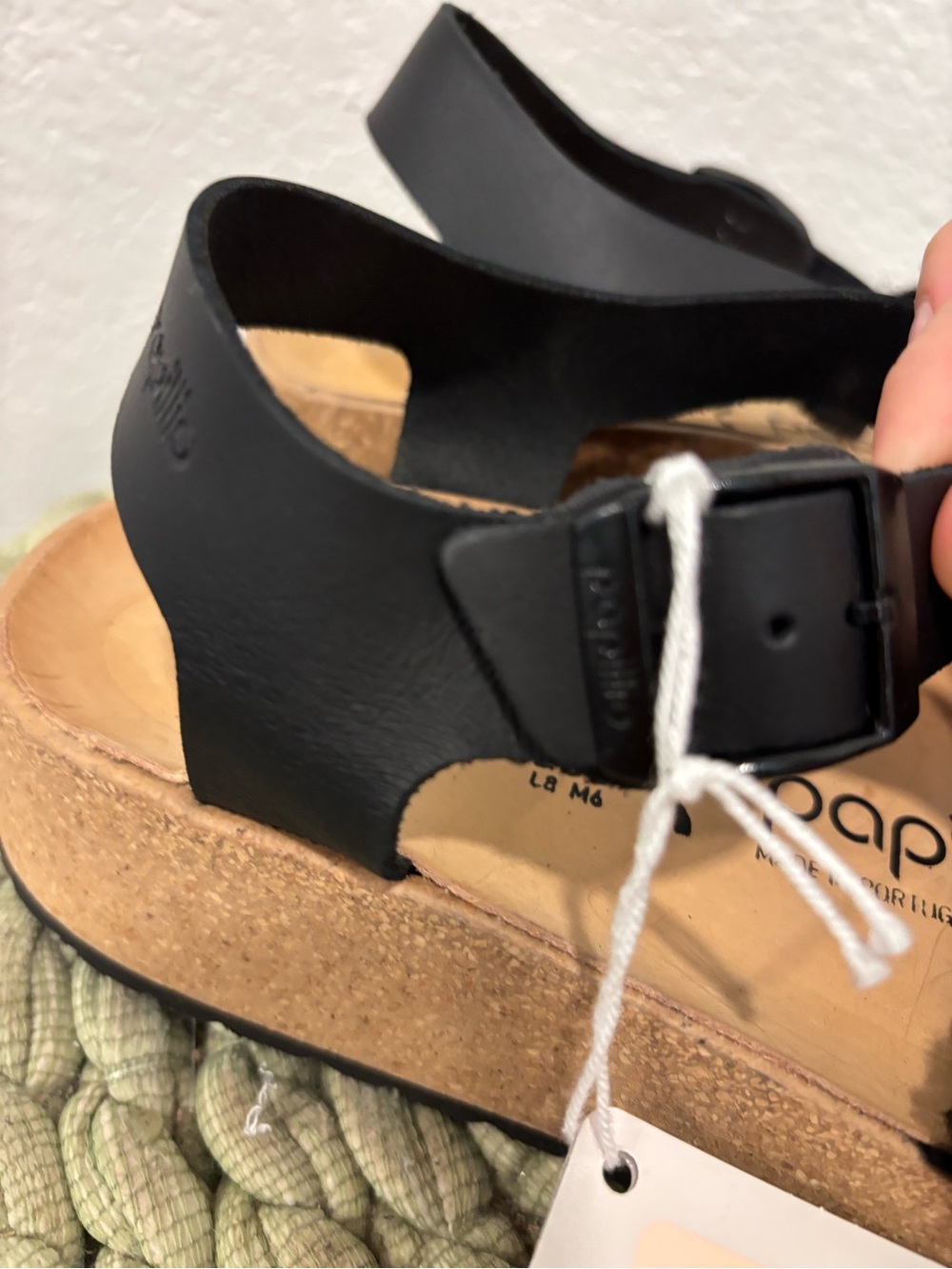 NEW Birkenstock Papillio Glenda Black Teddy Shearling Leather Ankle Strap Sandal - Picture 7 of 9